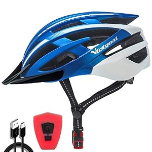 VICTGOAL Bike Helmet with Safety USB Rechargeable LED Light Adult Bicycle Helmet Detachable Sun Visor Cycling Mountain…
