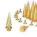 RUBYCA 25MM 10 Sets Large Metal Big Tree Spikes and Studs Metallic Screw-Back for DIY Leather-Craft Gold Color