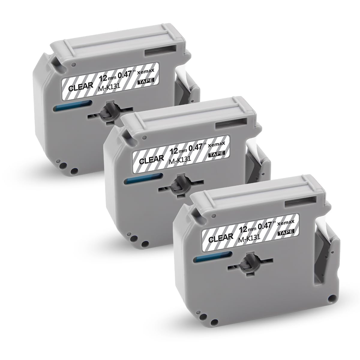 3X XemaX Compatible for Brother P-Touch Lable Tape MK-131bz M-K131 MK131 Black on Clear M Tape Compatible for Brother Labeller PT-65 PT-90 PT-M95 PT-80 PT-100 PT-110 PT-70 PT-85 PT-60