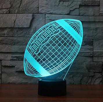 3D american football Illusions Lampen, Tolle 7 Farbwechsel Acryl berühren Tabelle Schreibtisch-Nachtlicht mit USB-Kabel für K