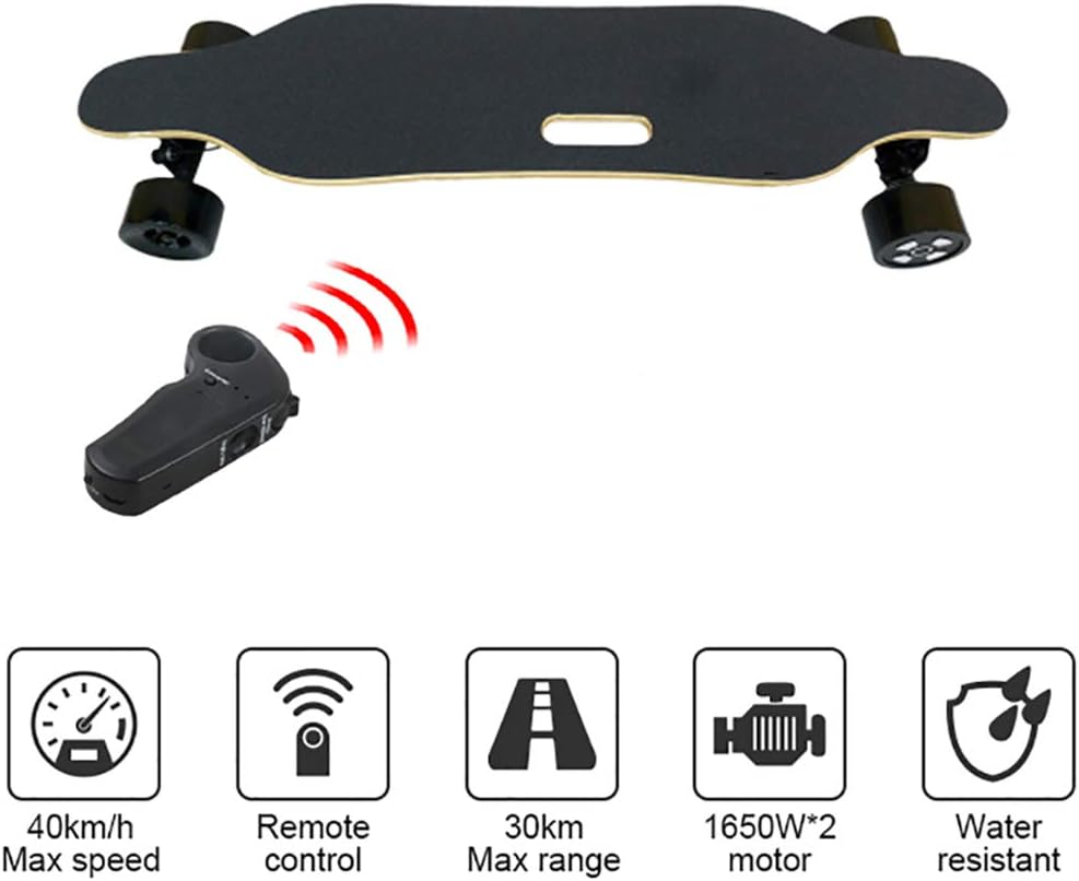 WOTR Electric Sport Skateboard, Off-Road Cruise Scooter Car with Remote Controller, 600W Dual Motors, Remote Controlled High Speed Board (4.4Ah Battery)