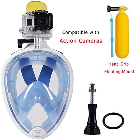 Snorkeling Mask,180° View Scuba Diving Full Face Free Breath Design Breath Ventilation Concept Anti-Leak Anti-Fog Swimming Mask For Gopro Hero 4/3+/3/2/1 SJ4000 SJ5000,Xiaomi Yi Sports Action Camera