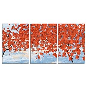 Canvas Wall Art Chinese Lucky Tree Oil Painting Artwork for Home Prints Framed - 16"x24" x 3 Panels