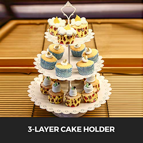 image for Happybuy Set of 6 Pieces Cake Stand 3 Tier Cupcake Holder with Pendant