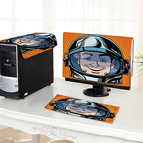 UHOO2018 Desktop Computer Cover 3 Pieces Emoticon Joy Laughter Emoji face Man Astronaut Retro Scratch Resistance /23″