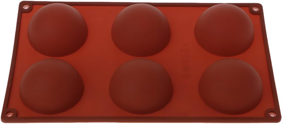 jackyee 6 Even Semi-Circular Silicone Cake Mold 6 Cavities Large Hemisphere Cake Dome Mould Chocolate Silicone Baking Mold Tray