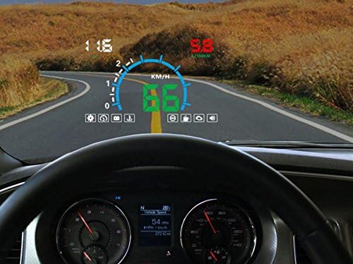LUNYI12V Digital Auto HUD OBD Head Up Display KM/H MPH Speedometer + Overspeed Alarm + Engine Trouble Alarm Water Temperature Gauge Car Windshield Projector with Reflective Film , deluxe white light hd e350-hud+ luxury gift