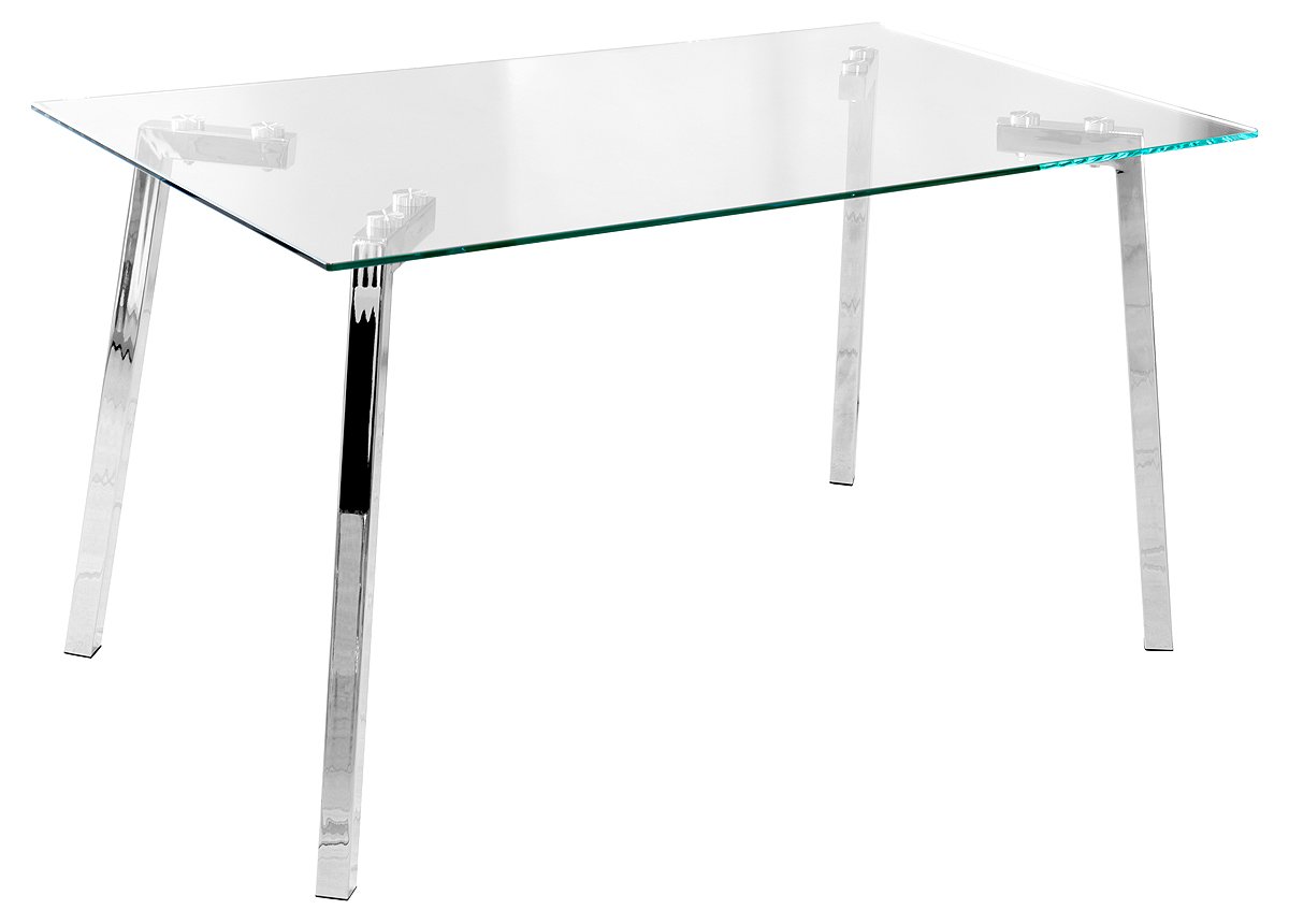 Febland Clear Glass Dining Table, 140x79.5x76 cm