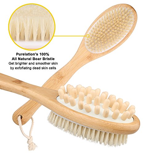 UPC 612046186909, 2 in 1 Dry Bath Bamboo Body Brush - TailaiMei 100% Natural Bristle Shower Brushes with Long Handle-Exfoliating Scrub Skin Brush- Dry or Wet Body Brushing - Suitable for Men and Women