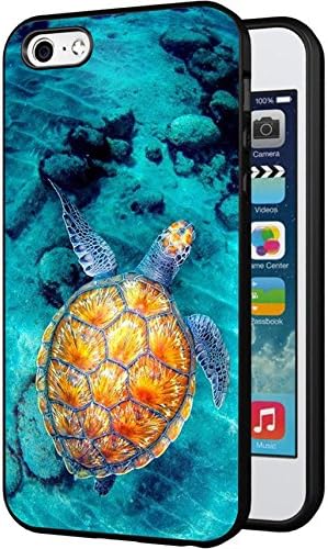 iPhone 5C Case, Customized Black Soft Rubber iPhone/Apple 5C Case Turtle swimming in the seabed