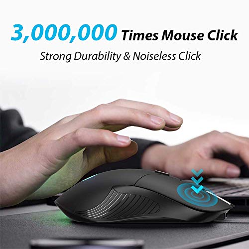 INPHIC Wireless Mouse Wiederaufladbare, 2.4G Silent Computer Wireless Mouse, 1600 DPI, 6 Tasten Mäuse für Laptop Notebook, PC, MacBook Durable Slim, Business Office Home Mouse (schwarz)