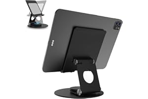 KABCON Swivel Tablet Stand, Aluminum Portable 360°Rotating Holder for Desk,Business,Kitchen,Desktop,Table Stand for iPad Pro 9.7,10.5,12.9/Air Mini,Tab,Fire,Nexus,E-Reader-Black