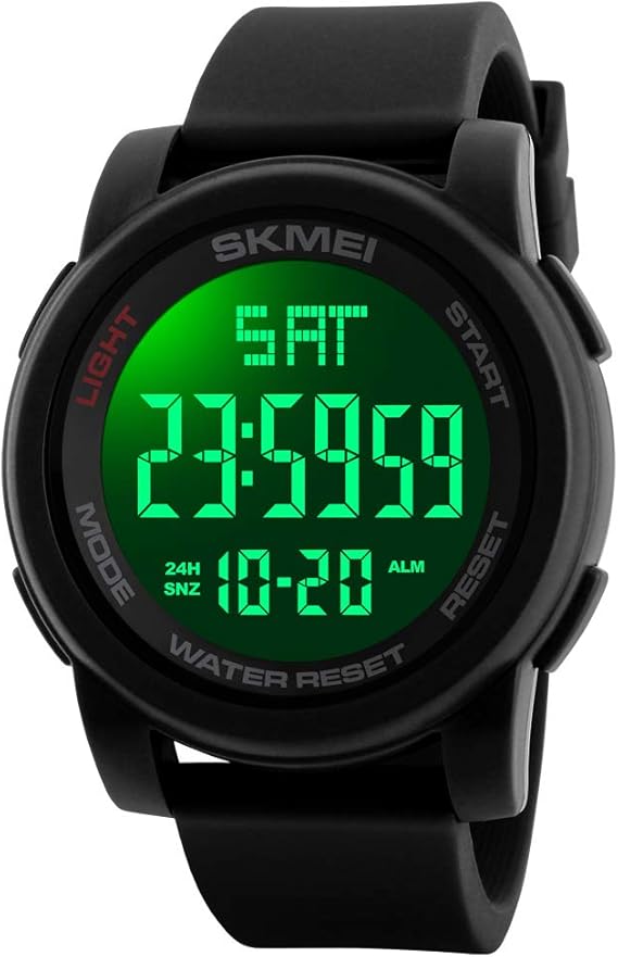 Amazon Skmeiメンズスポーツ50メートル防水ブラックカラーデジタルムーブメントウォッチ1257 メンズ腕時計 腕時計 通販
