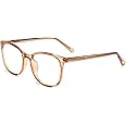 FONHCOO Blue Light Blocking Glasses Fashion Round TR90 Frame Transparent Eyewear Anti UV Computer Glasses for Women Men