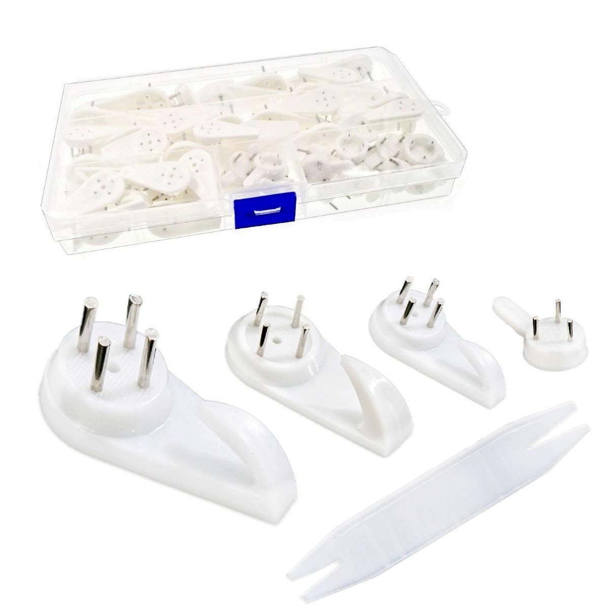 JZK 70 x Assorted Sizes, no Trace Plastic Hooks for Hanging Picture Photo Frames, Picture Hangers Hooks for plasterboard Walls Hard Walls