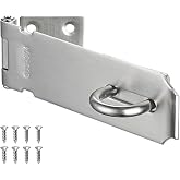 JQK Door Hasp Latch Lock, 5 Inch 304 Stainless Steel Safety Packlock Clasp Thickness 1.9 mm, Brushed Steel, DL130-BN