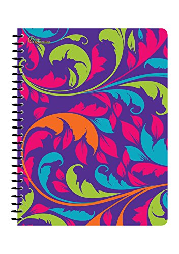 New Generation - Floral - 1 Subject 70 Sheets 8" x 10.5" wirebound Spiral Notebook , 6 PACK ,COLLEGE Ruled , Heavy Duty covers ,3 Hole Punch (6 PACK SPIRAL NOTEBOOK COLLEGE RULED) - Thumbnail 3