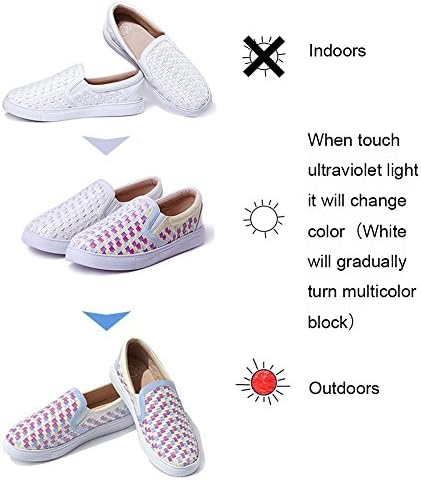 Green voice Women's Woven Sneakers Adults' Low-Top Sneakers Color Changing Shoes in Multicolor Block 7 B(M)US