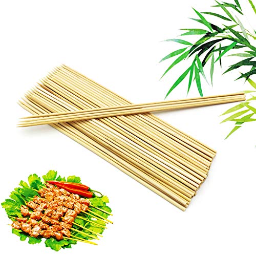 TKDY Bamboo Skewers, 12 inches 400 Pcs Natural BBQ Skewers for Outdoor Grilling Marshmallows, Chocolate Fountain, Appetizer, Fruit, Corn.