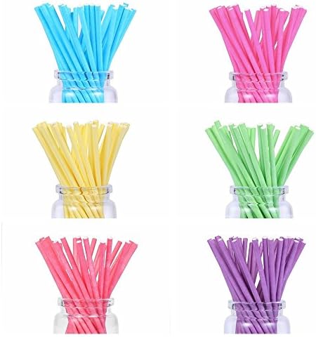 120 Count 6 inch Colored Lollipop Sticks 6 Colors for Cake Pops Lollipop(Rose, Blue, Yellow, Purple, Green, Red)