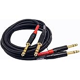 KOOKFJLLZ Speakers Cable, 6 Foot Balanced TRS 1/4”, 2 Pack