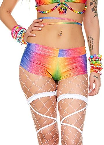 Rainbow Holographic Boy Booty Shorts Rave Festival Small