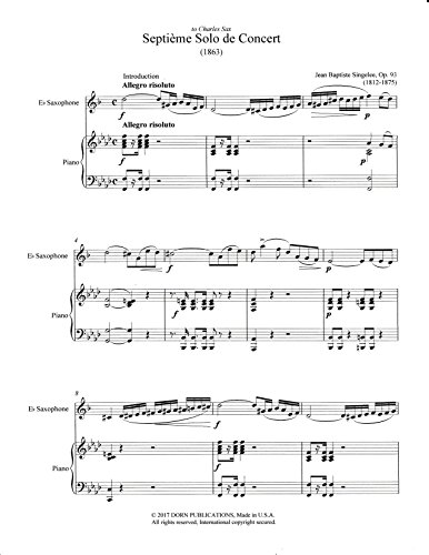 Septieme Solo de Concert Op.93 for Baritone Saxophone and Piano by Jean Baptiste Singelee
