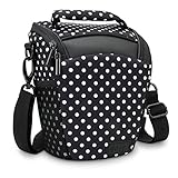 USA Gear SLR Camera Case Bag (Polka Dot) with Top Loading Accessibility, Adjustable Shoulder Sling, Padded Handle, Weather Resistant Bottom - Comfortable, Durable and Light Weight for Travel