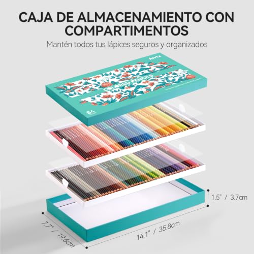 Arrtx - Colored Pencils, 84 Artist Grade Colors, Extra Thick 1/4" Soft Core Drawing Pencils for Smooth Placement and Easy Blending, Art Supplies for Coloring, Sketching and