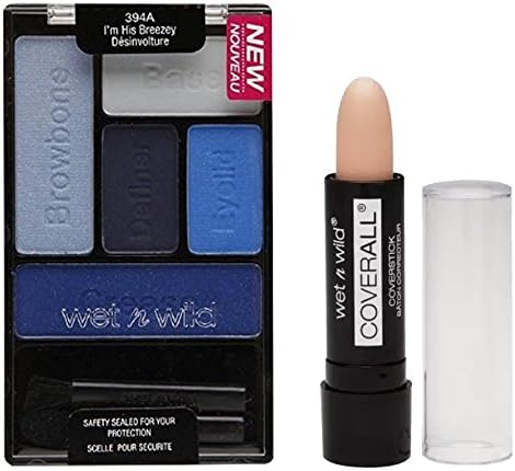 KIXTI 2 Pcs: Wet N Wild Baton Pour Cover All 804 Light-Medium and WET N WILD Color Icon Eyeshadow Palette 5 Pan