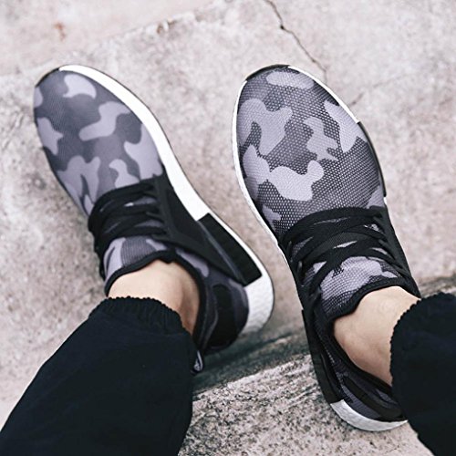 Sunfei Men's Athletic Fashion Casual Sneakers Outdoor Running Breathable Sports Shoes (43, Gray)