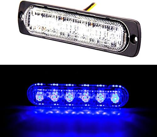 3W Premium Universal Super Thin 6-LED Blue Light Car Truck Flashing Warning Caution Emergency Construction Strobe Light Bar by FOXSTAR, 1pc