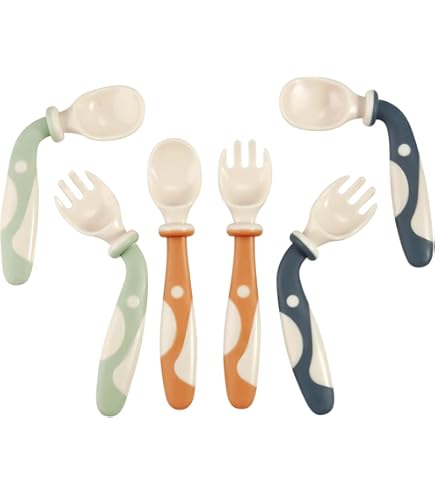 thumbnail image 2 of 1 Set Baby Eating Cutlery Kit Bendable Spoon And Fork Training Set For Training Set For Home 2 of 12
