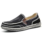 BEFAiR Mens Canvas Shoes Vintage Breathable Slip on Loafers Outdoor Walking