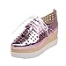 Latasa Womens Chic Hollow out Lace-up Pointed-toe Platform Wedge Mid Heel Oxford Shoes