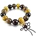 INBLUE Men,Women's 15mm Wood Bracelet Link Wrist Tibetan Buddhist Sandalwood Bead Prayer Buddha Mala Chinese knot Elastic
