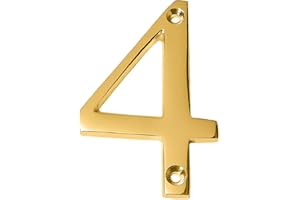 A10SHOP Clio 3-Inch Solid Brass Lacquered Polished Mailbox Numbers House Numbers For Outside, Address Plaques for House Numbers, Outdoor Decor (Number 4, Polished Brass)