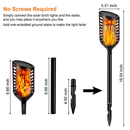 image for KEDSUM Solar Torch Lights with 3 Lighting Modes, Waterproof Flickering
