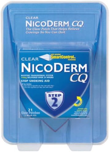 NicoDerm CQ STEP 2 - Smoking Cessation Aid Clear Patch - 21 Clear Nicotine Patches (3 Week Kit)