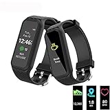L38i Fitness Tracker, Elftear Bluetooth Heart Rate Monitor Smart Bracelet Sports Activity Sleep Monitor IP67 Waterproof Wristband for Android iOS (Black)