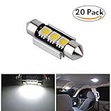 YITAMOTOR 20 Pcs Festoon 36MM 5050 3-SMD Canbus Error Free Map Dome License LED Light Lamps 6418 C5W DE3423, Color White