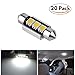YITAMOTOR 20 Pcs Festoon 36MM 5050 3-SMD Canbus Error Free Map Dome License LED Light Lamps 6418 C5W DE3423, Color White