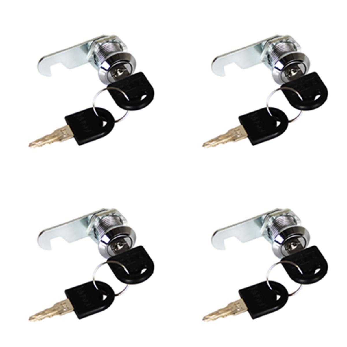4PCS Cam Locks,Fit to Filing Cabinets, Locker, Mailbox, Door, Each Lock Has Same The Keys, 16mm with 8 Keys.