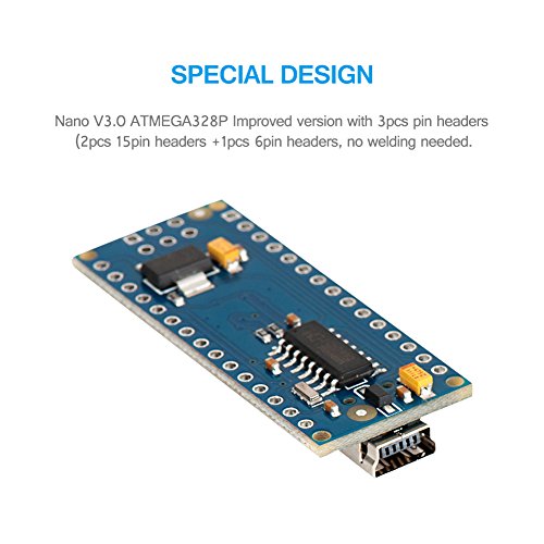 Micro Controller Board, MACTISICAL 10Pack Upgraded Mini USB Nano V3.0 ATMEGA328P 5V 16M Micro Controller Board Module for Arduino (10 Pack, Nano V3.0 ATMEGA328P Module)