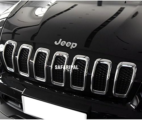 Safaripal Front Grille Trim Insert Covers 7pcs for Jeep Cherokee 2014-2015 Chrome