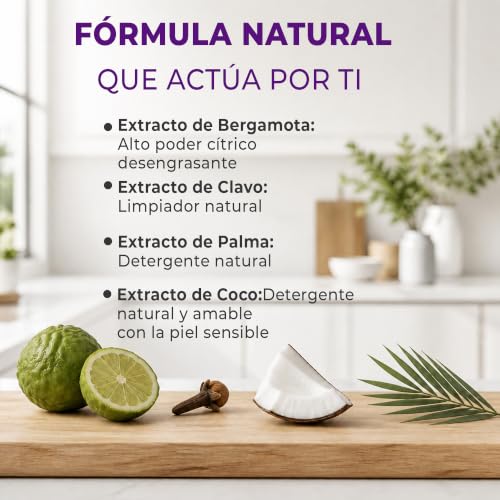 KUXTAL Detergente para Trastes Paquete de 2, Elimina la Grasa sin Percudir los Platos, Amigable con las Manos, Biodegradable OECD 301-A, Ingredientes Naturales, Aroma Cítrico