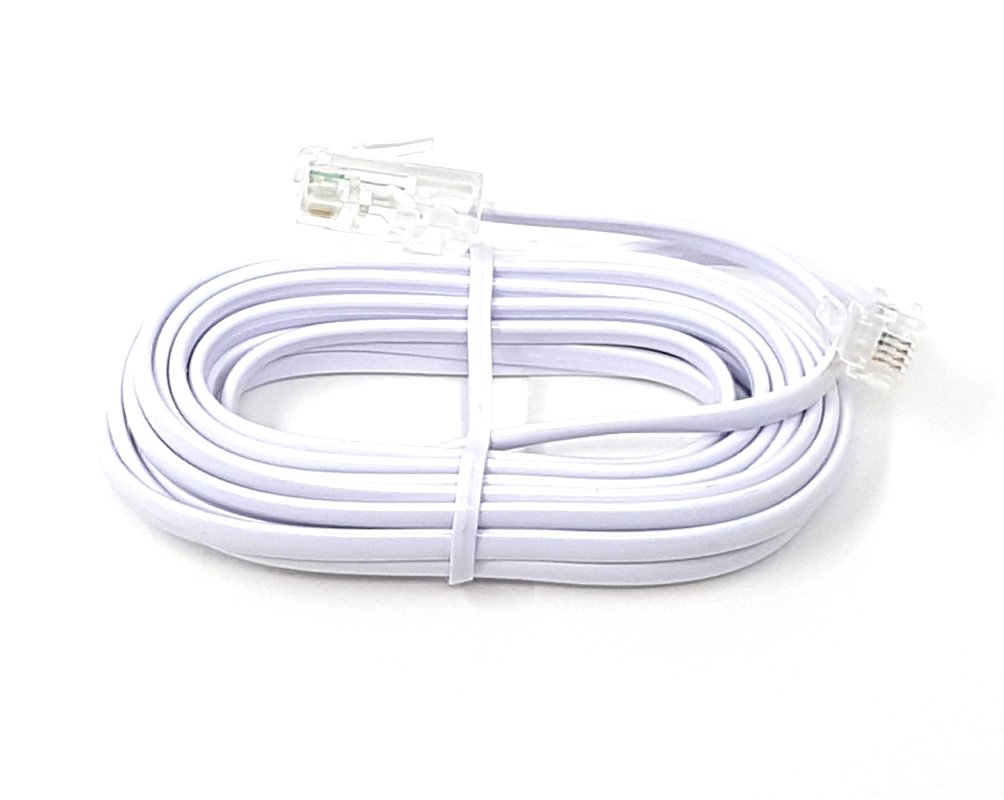 Maincore 5m long White RJ11 to RJ45 / ADSL Modem, Broadband Data 4 wire Flat Cable Lead (Available in 1m, 2m, 3m, 5m, 10m, 15m, 20m) (5m)