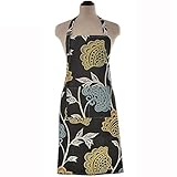 KINGO HOME Women Bib Kitchen Apron, Flower Canvas, With Pockets, Machine Washable