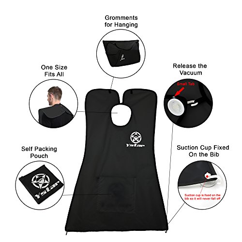 Ystar Beard Bib - Hair Clippings Catcher, Grooming Cape Apron, for Man Shaving-(Black)
