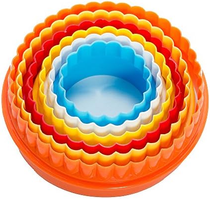 AreaJD 6Pcs Round Shaped Cookie Cutters (Random Color) Mulit-size Vibrant Color Plastic Fruit Biscuit Sandwich Cutter Set Baking Tools